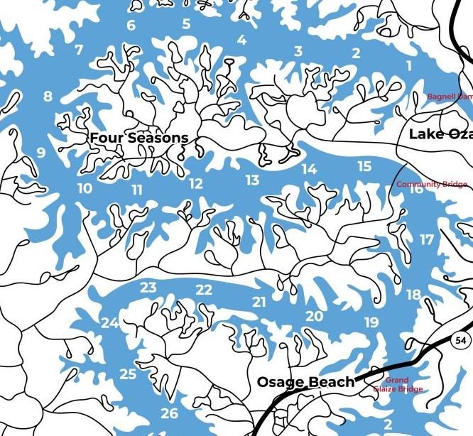 Lake Of The Ozarks Mile Marker Map Lakeoftheozarks Com
